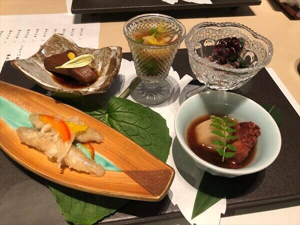 名古屋駅の高級居酒屋のささら庭の個室で接待にも良い華コースの料理の画像をお見せします
